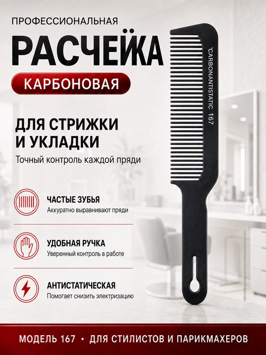 Профессиональные углеродные расчески для волос, для парикмахеров и стилистов - 