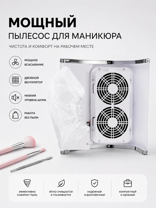 Пылесос для маникюра и педикюра, вытяжка, 80 Вт, профессиональный