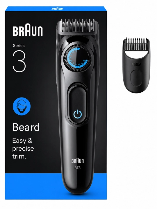 Триммер Braun BT3500 для бороды и усов, аккумуляторный, 20 установок длины, черный
