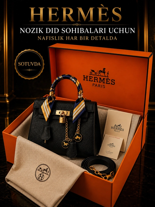 Luks ayollar sumkasi HERMES, sig'imli va zamonaviy qo'l sumkasi, sovg'abop qutisi bilan