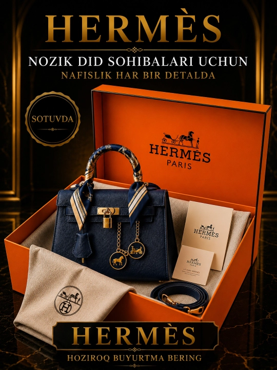 Luks ayollar sumkasi HERMES, sig'imli va zamonaviy qo'l sumkasi, sovg'abop qutisi bilan