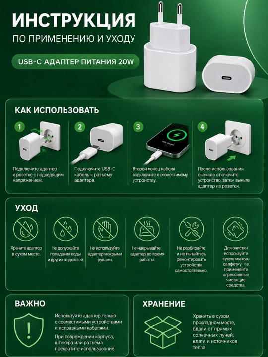 Zaryadlash qurilmasi Adapter USB-C Apple/iPhone 20W