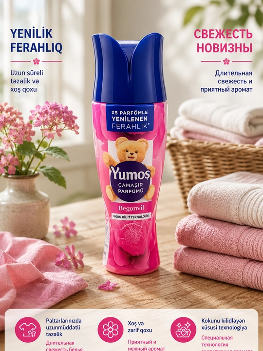Yumoş kir yuvish uchun xushbo‘y granulalar— kiyimlar uchun parfyum, uzoq muddatli yangilik - 