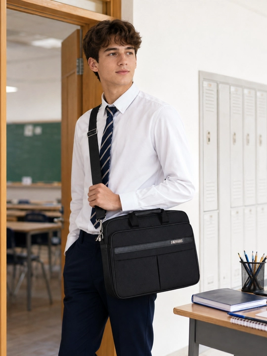 Noutbuk (15.6") va A4 hujjatlar uchun erkaklar sumkasi, biznes portfel yelka tasmali