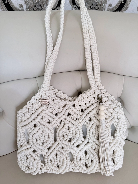 Adele-qo'lda to‘qilgan ayollar makrame sumkasi, paxtadan premium boho-shopper