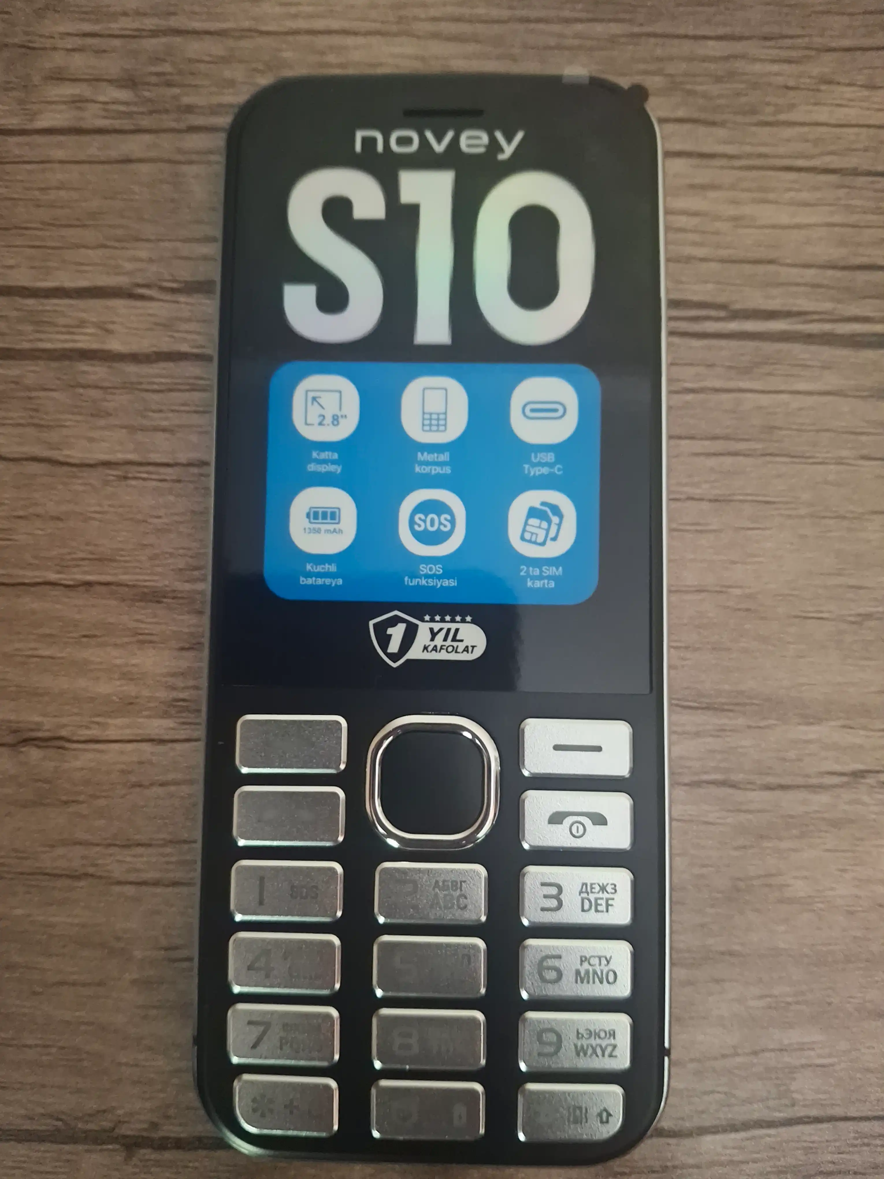 Novey S10 mobil telefon, knopkali, 2 SIM, kamera, metall korpus