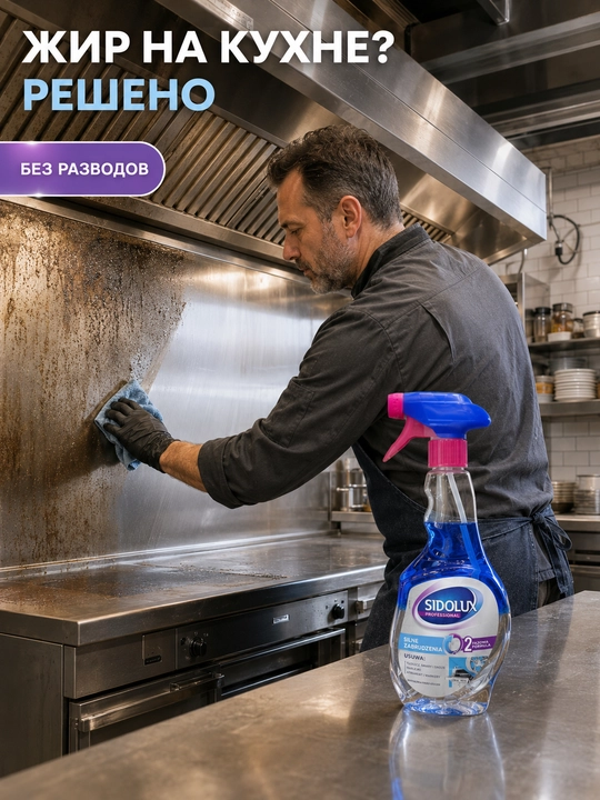 Sidolux Professional kuchli kirlar, yog‘ va yelim uchun 2 fazali tozalagich, 500 ml