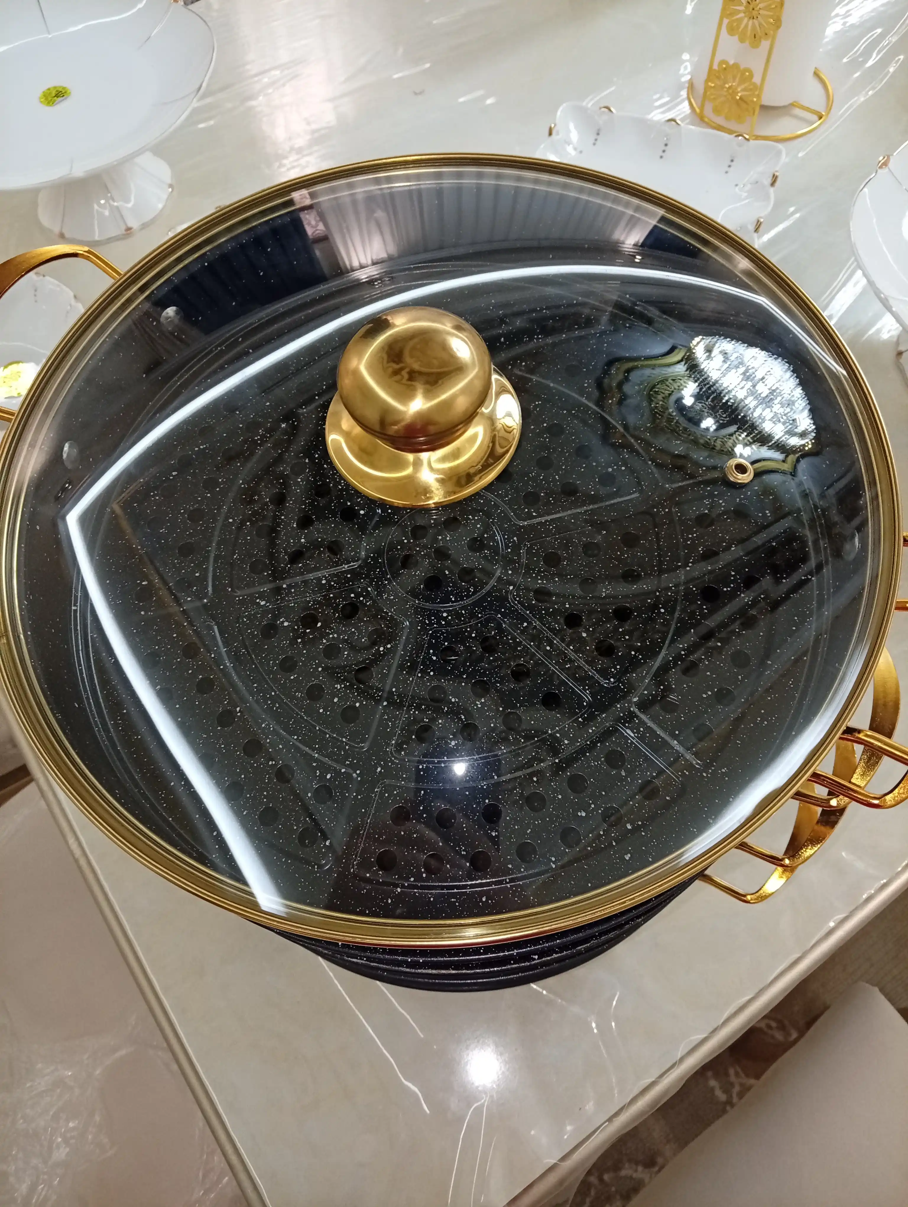 GOLD Bohemia manti qasqon, 4 qavat, granit,\ montiqozon
