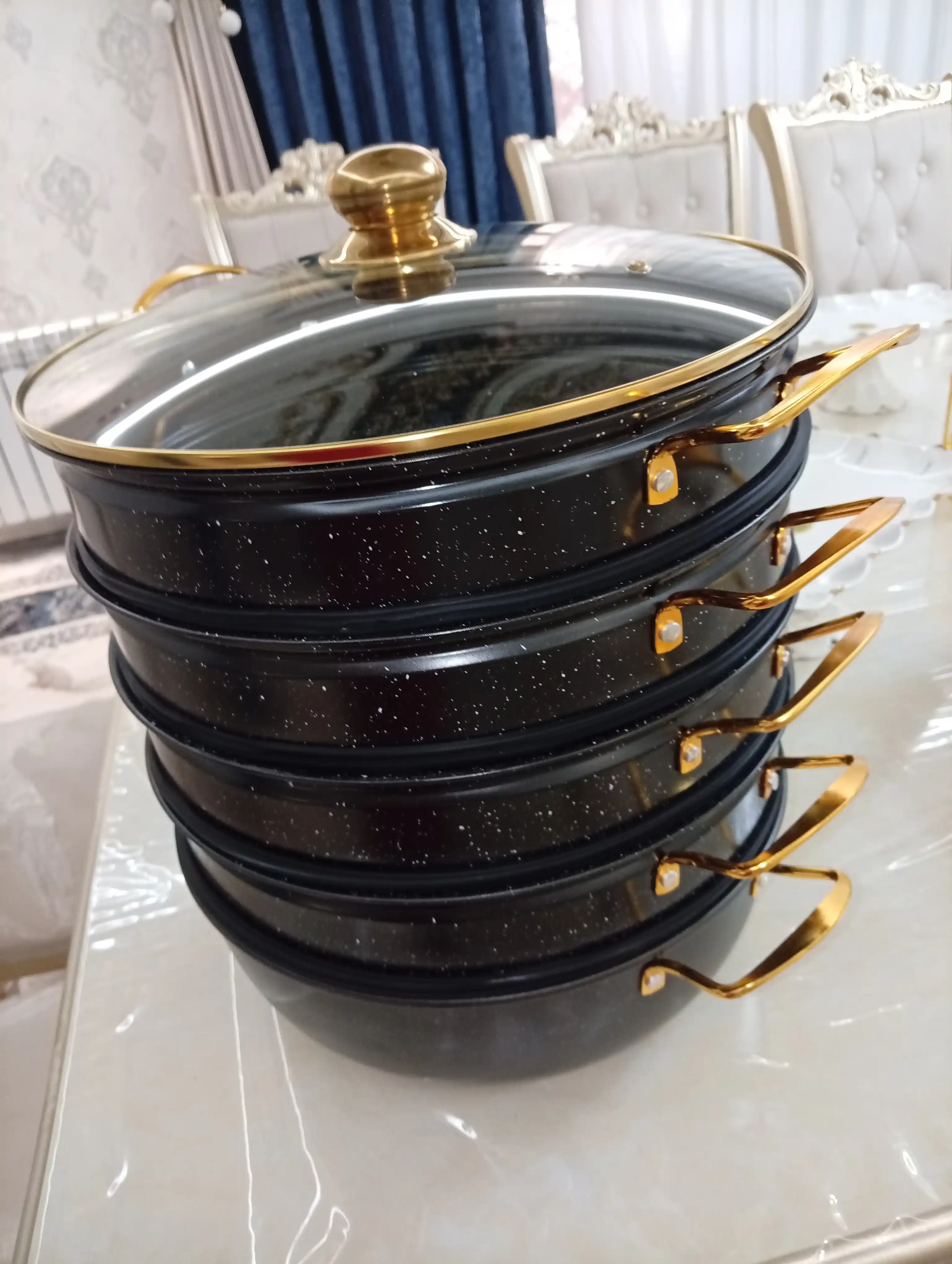 GOLD Bohemia manti qasqon, 4 qavat, granit,\ montiqozon