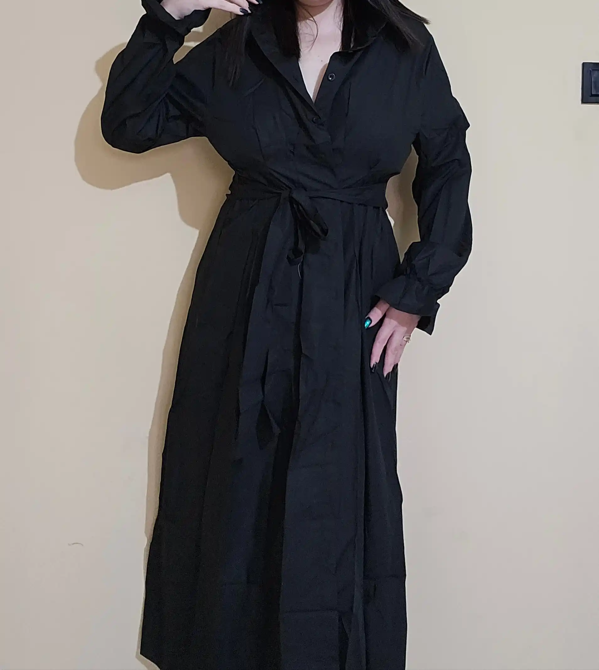Платье женское длинное макси, приталенное платье-рубашка на пуговицах — ELLY FASHION