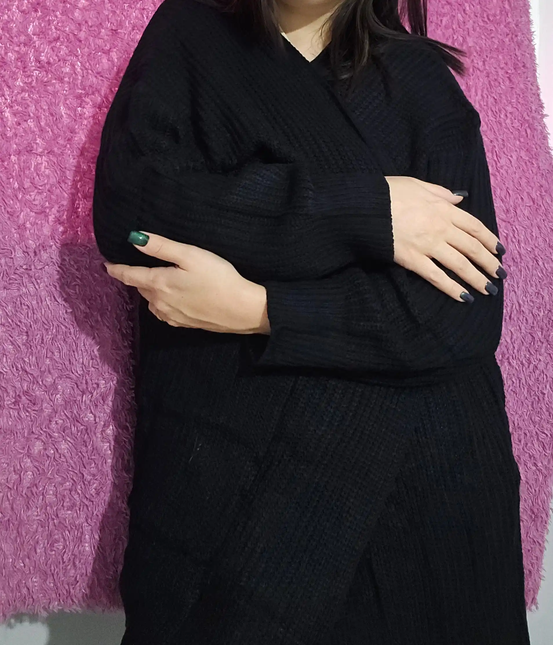Ayollar uchun uzun to‘qima kardigan, oldi ochiq, tugmasiz — ELLY FASHION