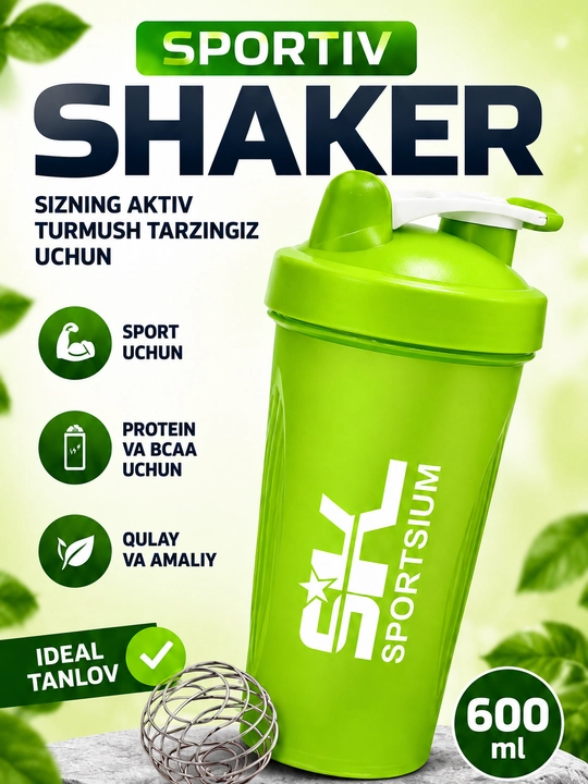Sport shakeri, metall sharikli, mustahkam va ishlatish uchun qulay