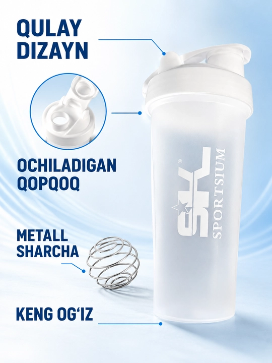 Sport shakeri, metall sharikli, mustahkam va ishlatish uchun qulay