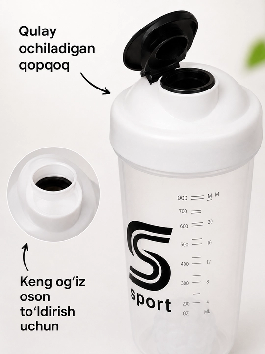 Sport shakeri, metall sharikli, mustahkam va ishlatish uchun qulay - 