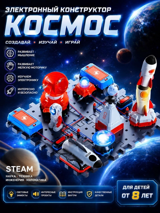 Научный конструктор Science Electronics — электронные схемы и опыты STEAM, 8+