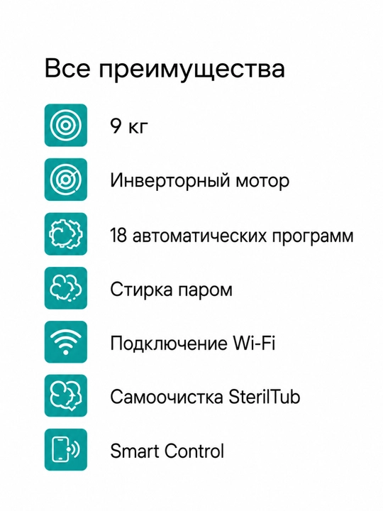 Hisense WF3I9043BWFS2 kir yuvish mashinasi 9 kg, Wi-Fi, avtodozator,