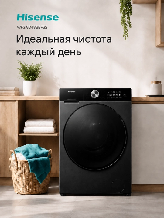 Стиральная машина Hisense WF3I9043BWFS2 9 кг, Wi-Fi, автодозатор - 