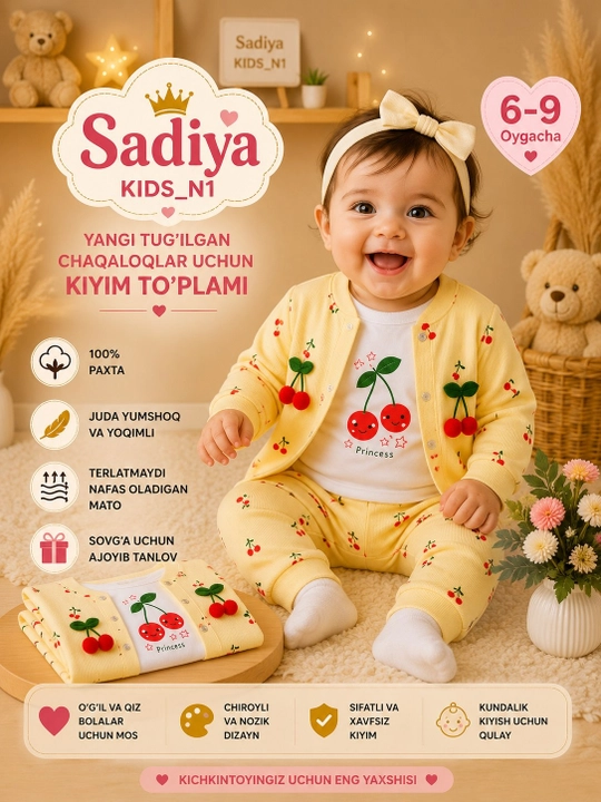 Детская одежда, одежда для новорождённых, комплект для девочки, одежда для малышей 6-9 мес - 