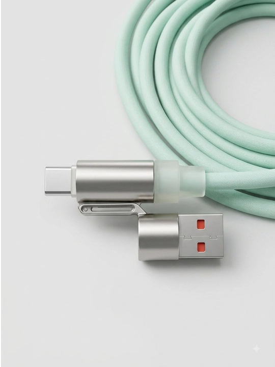 Кабель 4В1 2М — Type-C, Lightning, USB-A, дисплей и индикатор для зарядки
