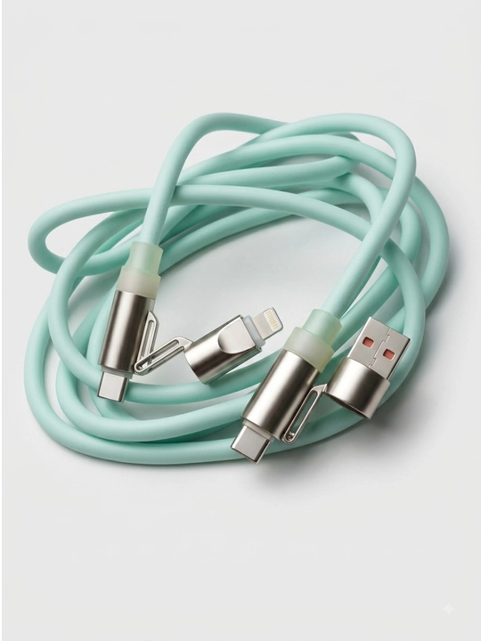 Кабель 4В1 2М — Type-C, Lightning, USB-A, дисплей и индикатор для зарядки