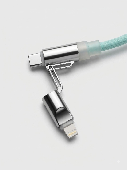 Кабель 4В1 2М — Type-C, Lightning, USB-A, дисплей и индикатор для зарядки