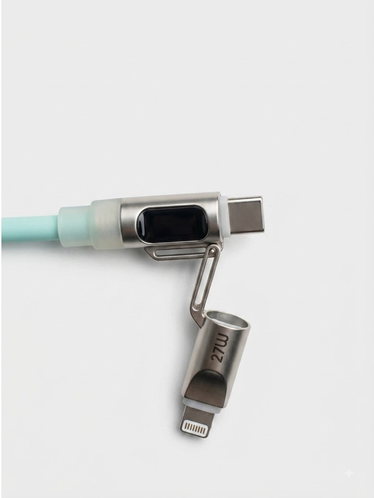 Кабель 4В1 2М — Type-C, Lightning, USB-A, дисплей и индикатор для зарядки