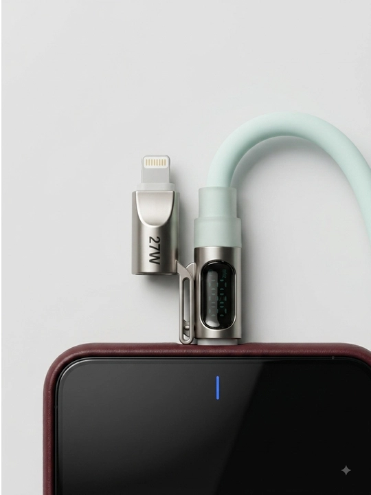 Кабель 4В1 2М — Type-C, Lightning, USB-A, дисплей и индикатор для зарядки