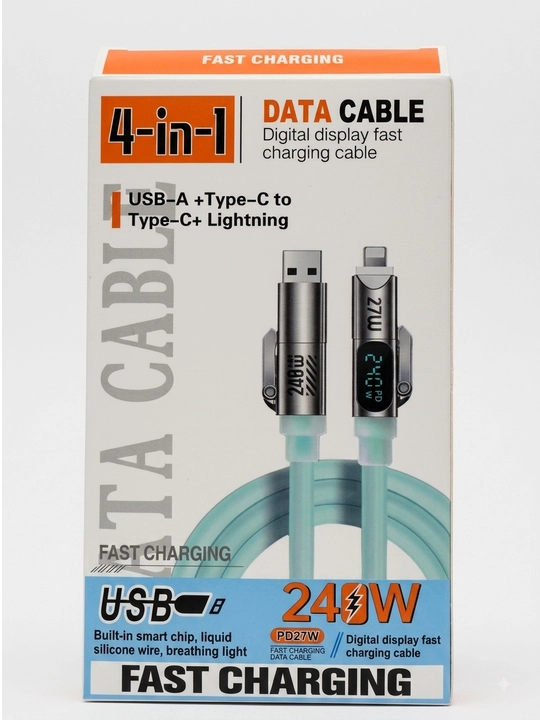 Кабель 4В1 2М — Type-C, Lightning, USB-A, универсальный кабель для зарядки