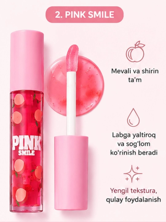 Lab uchun namlovchi yaltiroq Lip Gloss / Lip Oil, mevali va Aloe Vera variantlari