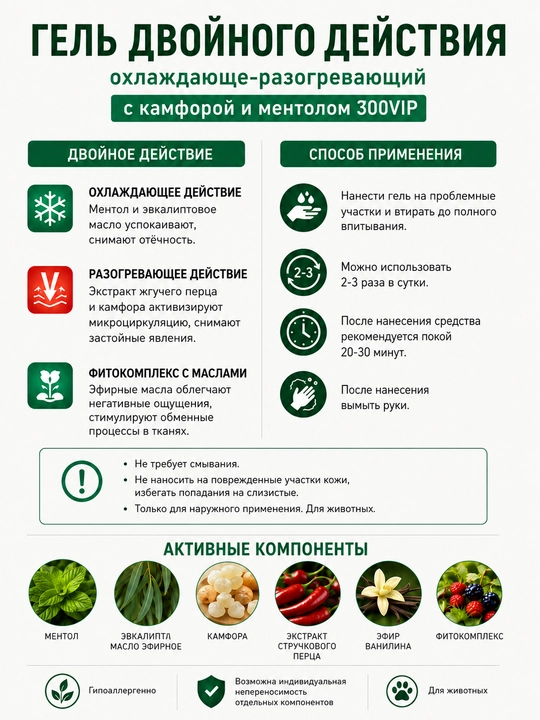 VEDA 300VIP — двухкомпонентный гель для суставов, связок и мышц, улучшенная формула