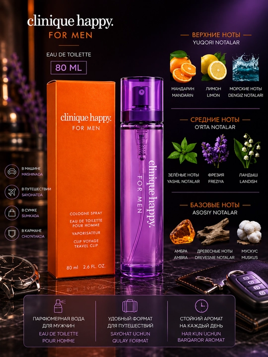 Мужской парфюм Clinique Happy For Men, 80 мл