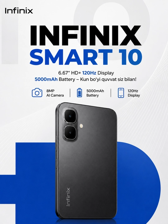 Смартфон Infinix Smart 10 (4+4)/ 256 ГБ, гарантия 1 год + регистрация UZIMEI