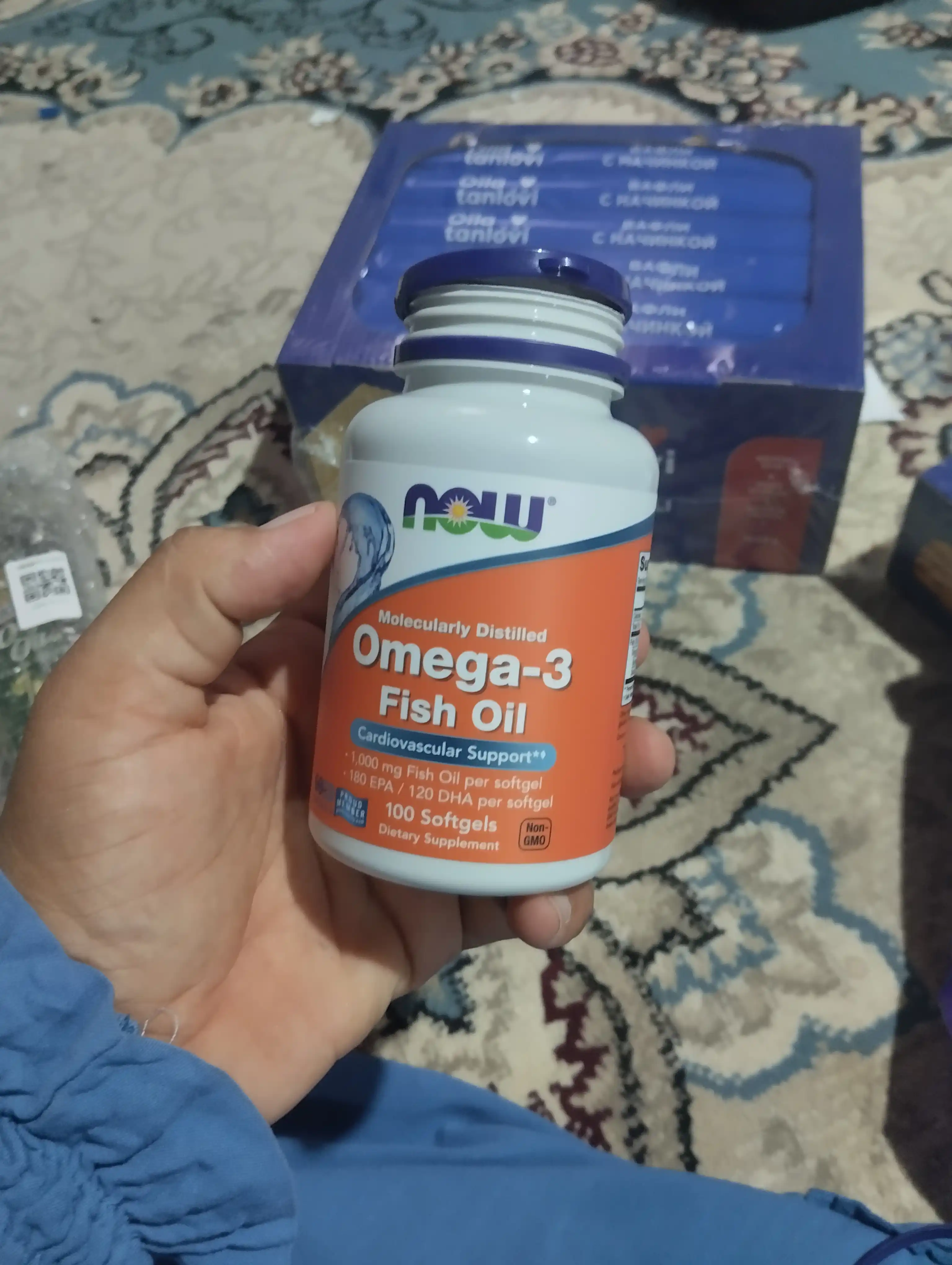 Now Foods Omega-3, baliq yog'i, 180 EPA / 120 DHA, halol