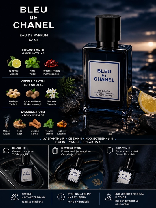 Мужской парфюм Bleu de Chanel, 42 мл