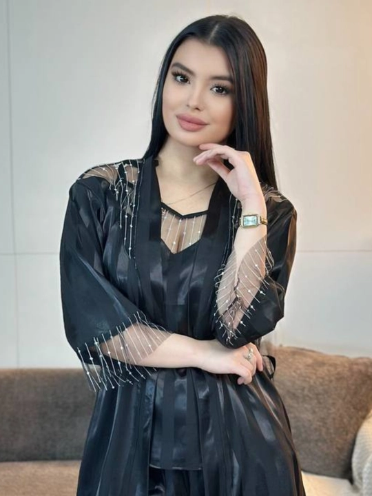 3 talik pijama penuar ayollar tungi kiyim penyuar gipyurli atlas shim+mayka+xalat 46/52