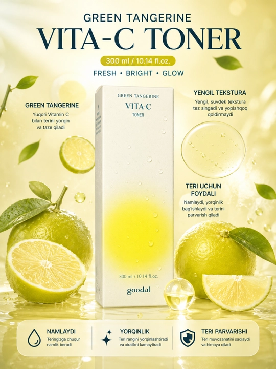 Green Tangerine Vita-C Toner — увлажняющий тонер для лица, 300 мл - 