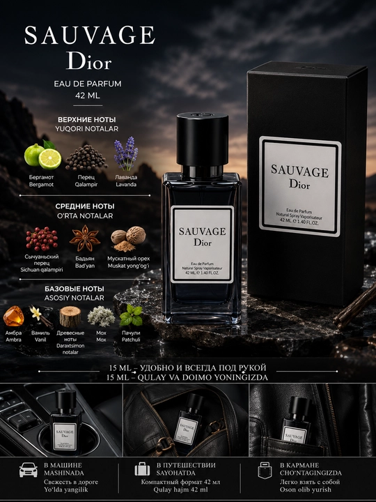 Мужской парфюм Dior Sauvage, 42 мл