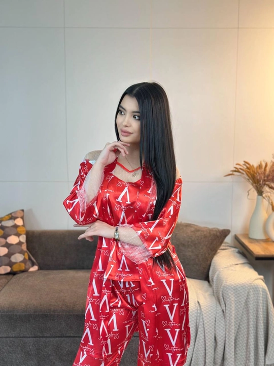 3 talik pijama penuar ayollar tungi kiyim penyuar gipyurli atlas shim+mayka+xalat 46/52