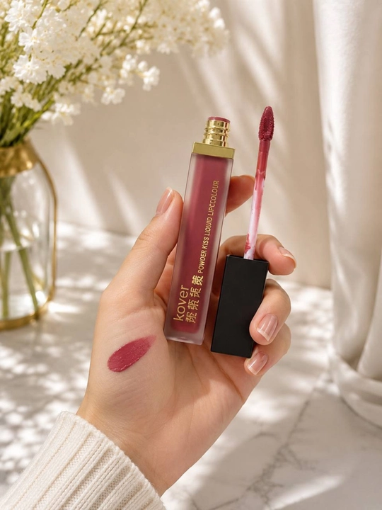 Kover Powder Kiss жидкая матовая помада K01 K02 розовые оттенки стойкая косметика - 