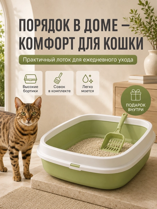 Лоток для кошек с сеткой, прочный пластик, всегда сухие лапки и чистота