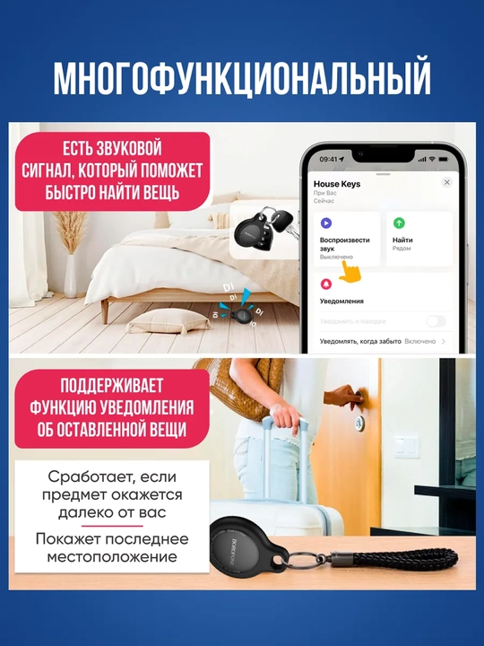 IOS GPS Трекер BOROFONE BC104 для авто, рюкзаков, ключей и животных