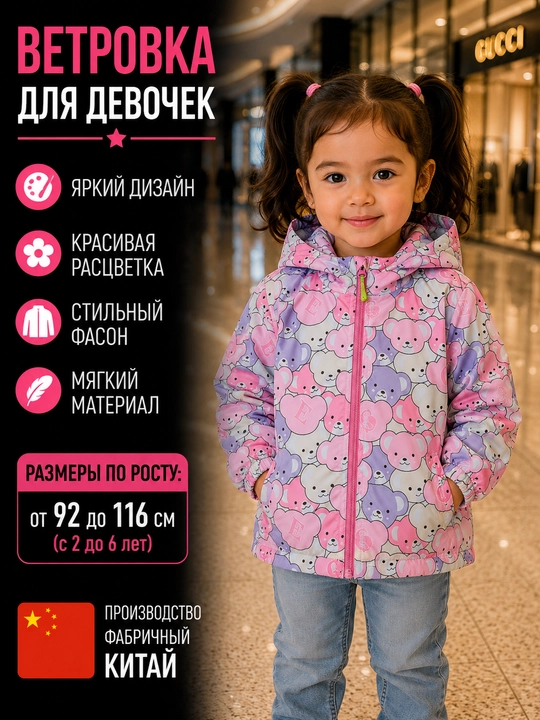 Qizlar uchun yengil kapyushonli shamol kurtkasi, bahor va kuz mavsumi uchun