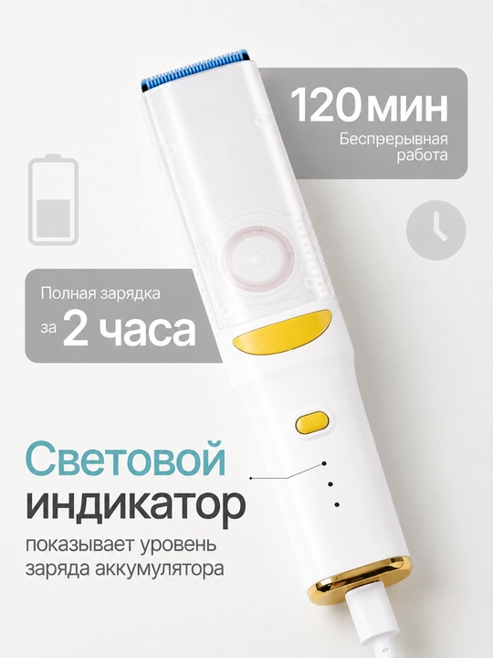 Детская машинка для стрижки с керамическим лезвием и сбором волос