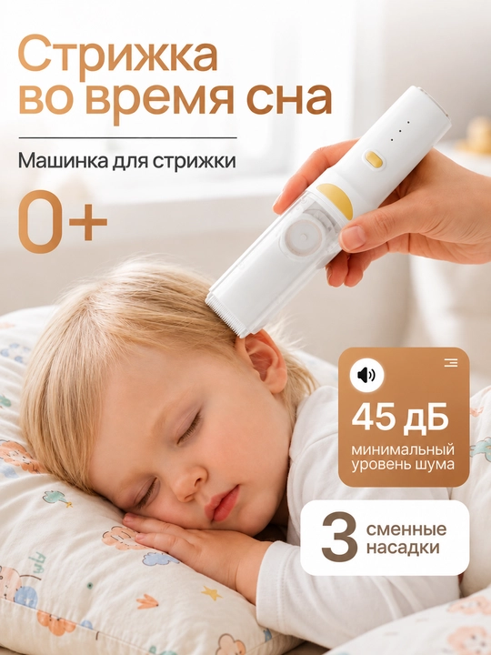 Детская машинка для стрижки с керамическим лезвием и сбором волос