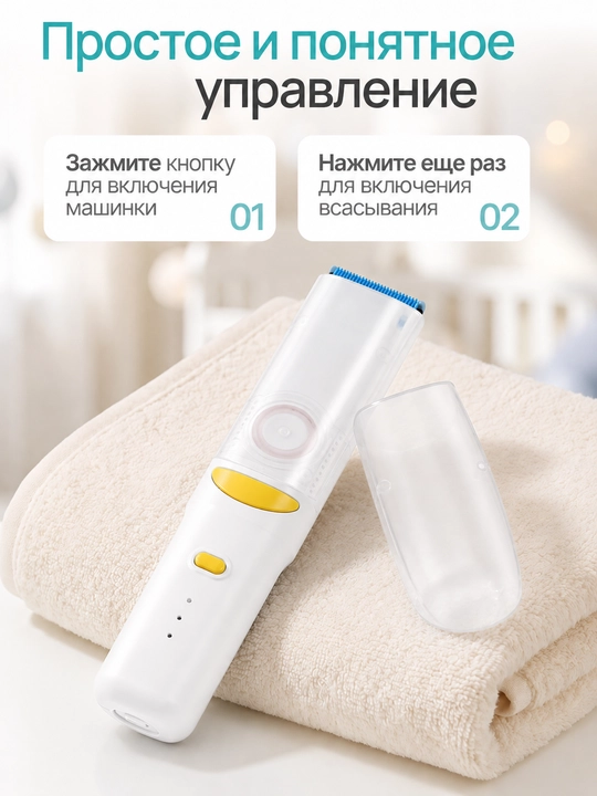 Детская машинка для стрижки с керамическим лезвием и сбором волос
