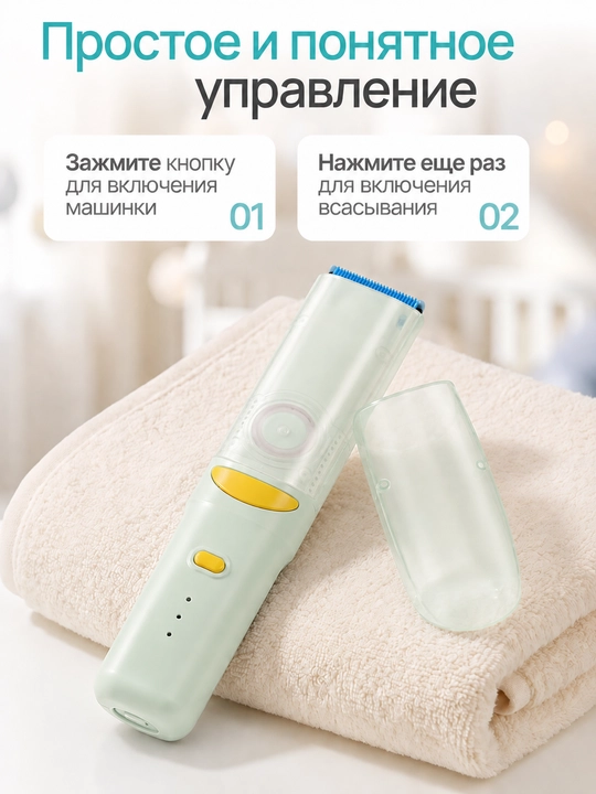Детская машинка для стрижки с керамическим лезвием и сбором волос