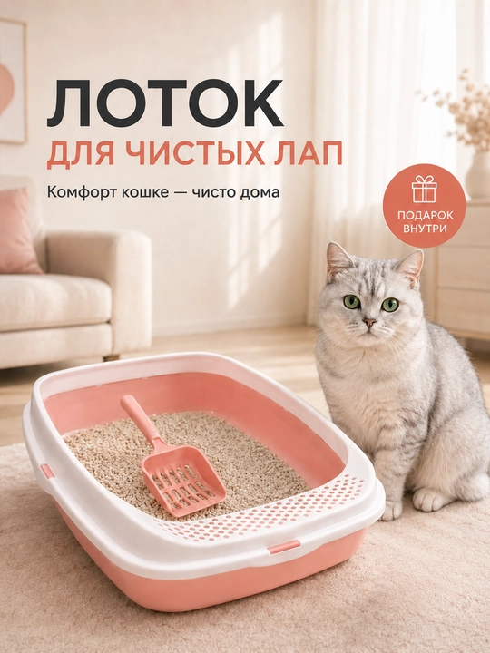 Лоток для кошек с сеткой, прочный пластик, всегда сухие лапки и чистота