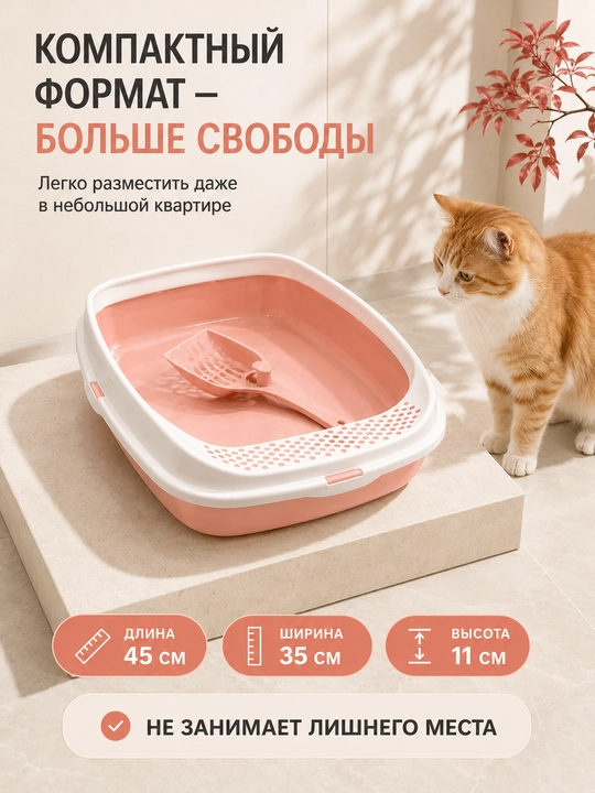 Лоток для кошек с сеткой, прочный пластик, всегда сухие лапки и чистота