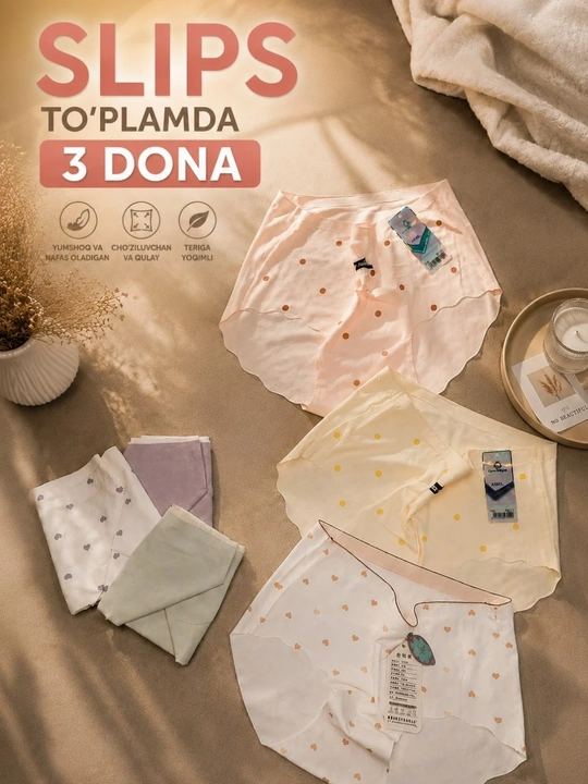 Ayollar choksiz trusigi, slips, tasodifiy ranglar to'plami