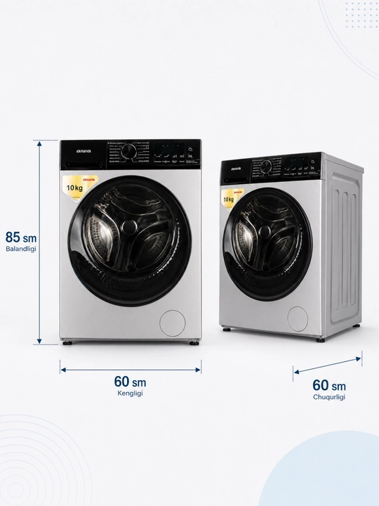 AIWA 10 kg li, invertorli, old tomondan yuklanadigan kir yuvish mashinasi